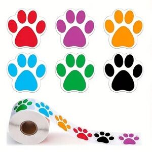 Dog Paw Print Sticker Roll 500 Stickers New